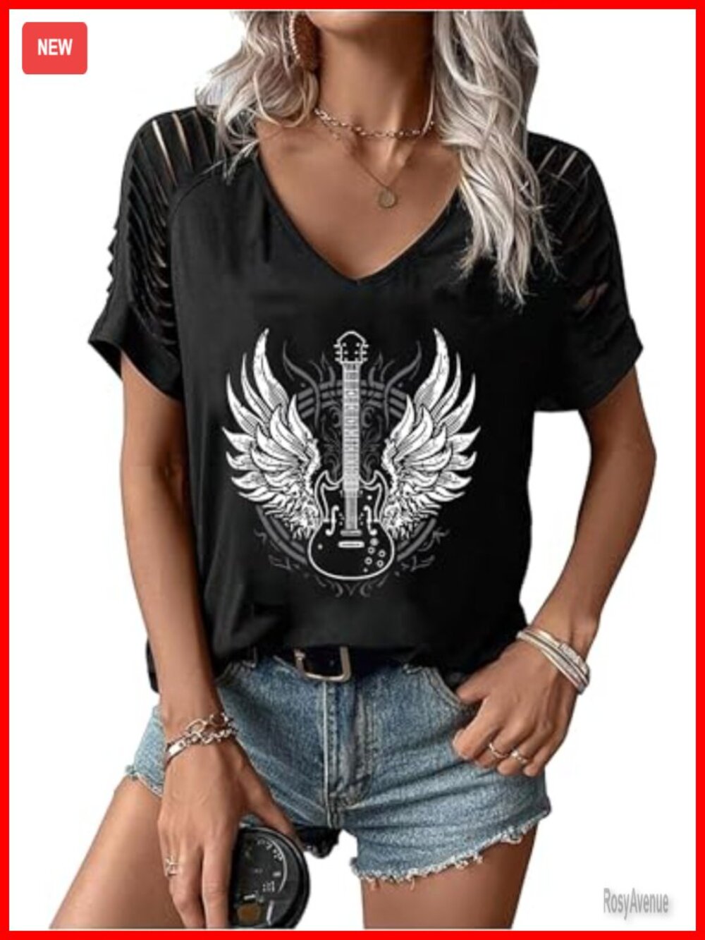 Women's Cut Out V Neck Boho Floral Graphic Cold Shoulder Short Sleeve Tee